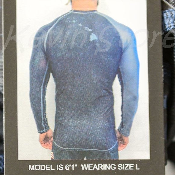 Da Hui Mens Long Sleeve Rash Guard Black/Blue - Picture 5 of 6